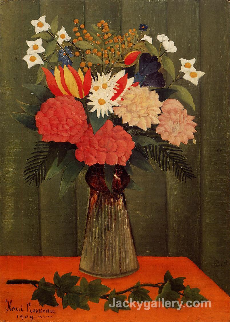 Bouquet of Flowers with an Ivy Branch by Henri Rousseau paintings reproduction